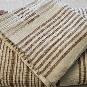 Striped Beige and Brown Duvet Cover with 2 Pillow Shams